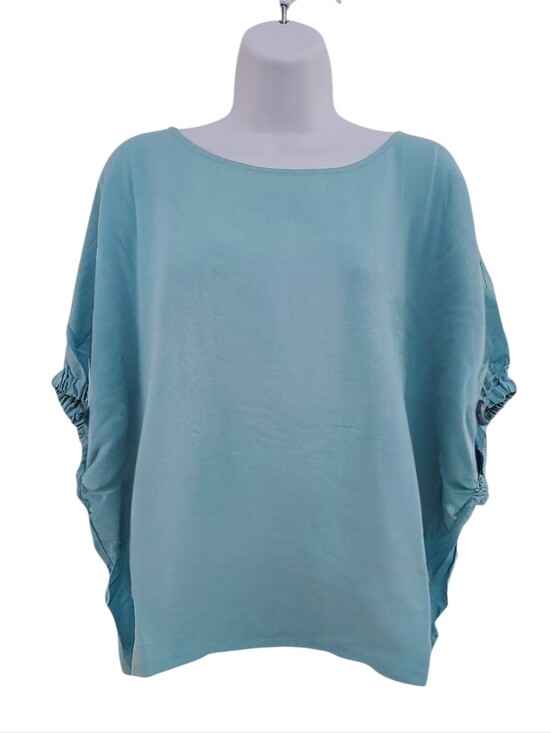 Zenana Outfitters Tops - Zenana Womens Oversized Boatneck Top Blue Plus Size S M L XL New Short Sleeve